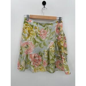 Express Mini Skirt Women 6 Floral Tropical Ruffle Vaca Beach Hawaiian NWT